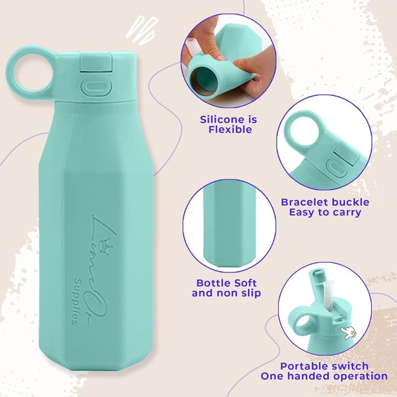 Silicone Bento Box for Kids and flat Water Bottle - Picture 3 of 4